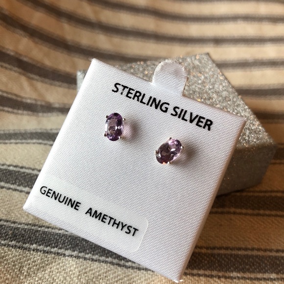 Jewelry - February Birthstone Amethyst Sparkly Stud Earrings